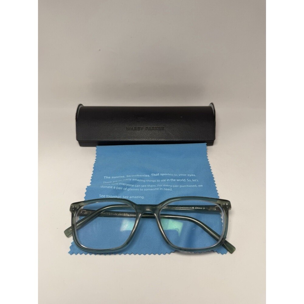 Warby Parker Weathers W712 Crystal Green Round Eyeglasses Frame 54-17 145 W/Case